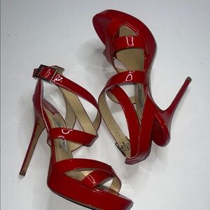 Jimmy Choo Red Patent Leather Strappy Heels Women’s size 39